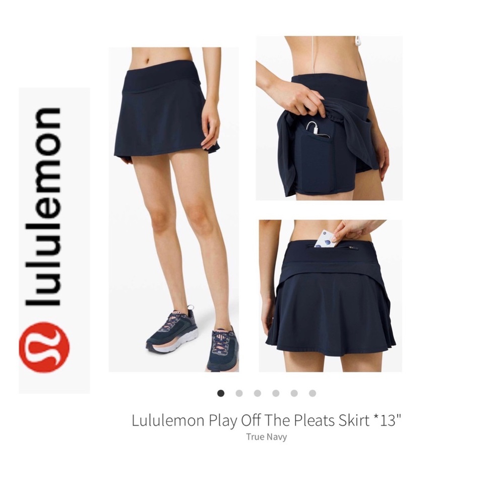 BNWOT LuLuLemon Play Off The Pleats Skirt. Navy Blue. 14